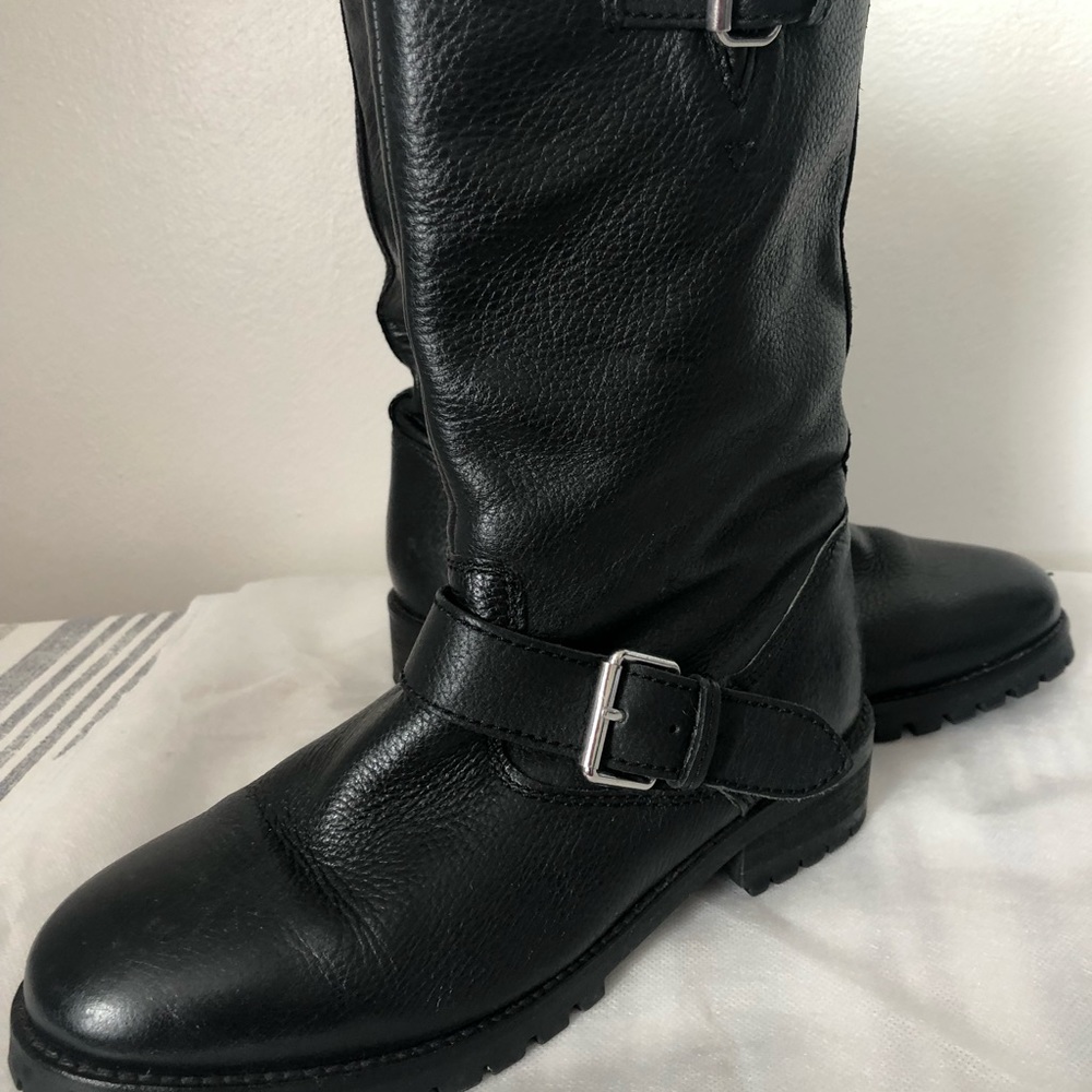 Black genuine leather boots